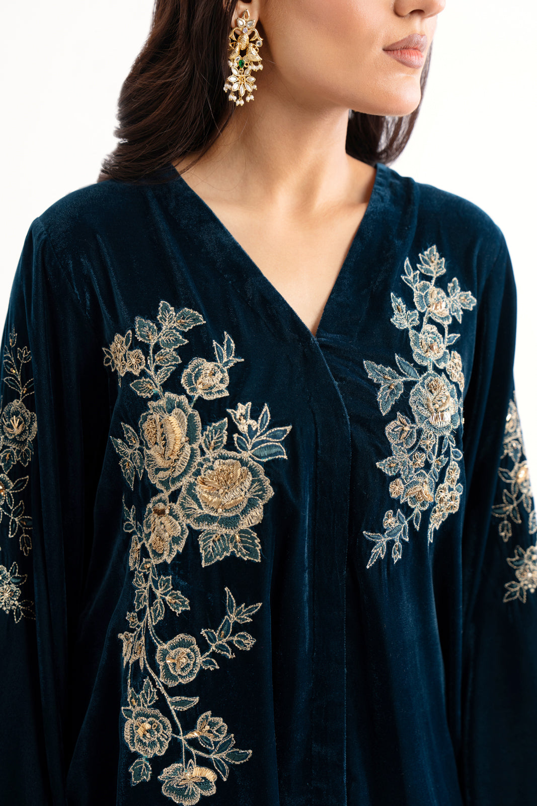 1 Piece Velvet Embroidered Shirt (AV0032)