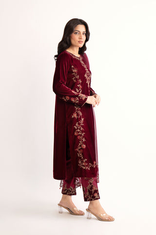 3 Piece Velvet Embroidered Suit (AV0034)