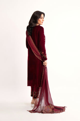 3 Piece Velvet Embroidered Suit (AV0034)