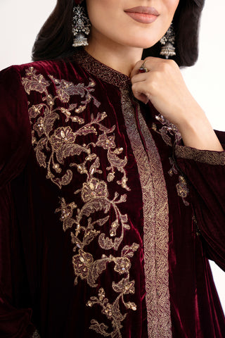 2 Piece Velvet Embroidered Suit (AV0035)