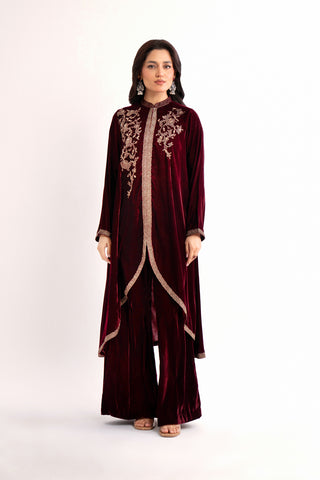 2 Piece Velvet Embroidered Suit (AV0035)