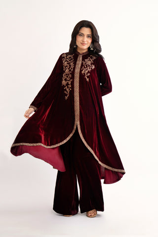 2 Piece Velvet Embroidered Suit (AV0035)