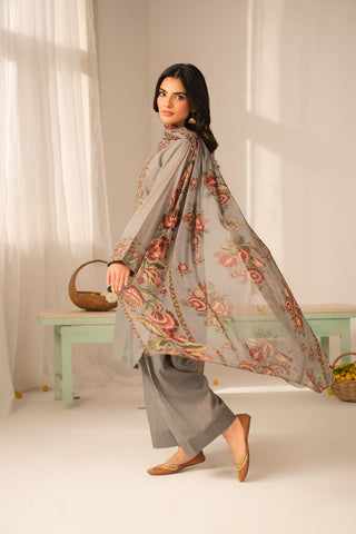 3 Piece Printed Lawn Printed Unstitched Suit (UC0121)