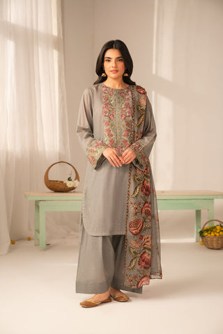 3 Piece Printed Lawn Printed Unstitched Suit (UC0121)