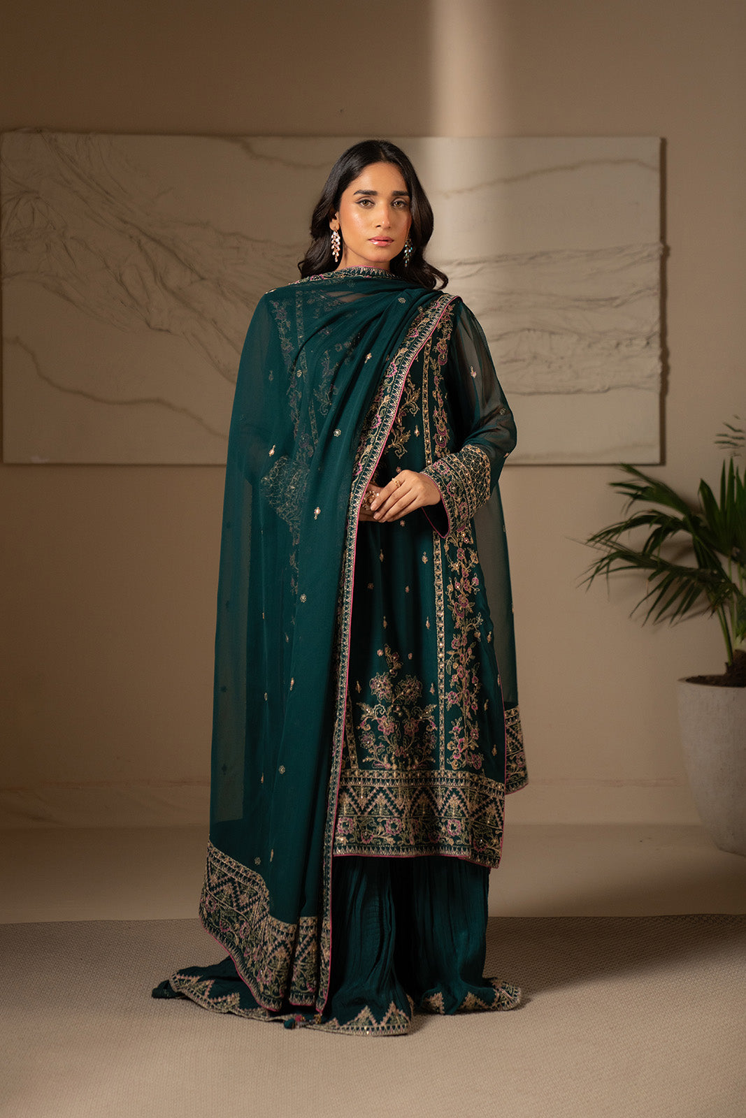 3 Piece Chiffon Embroidered Suit (UF0017)