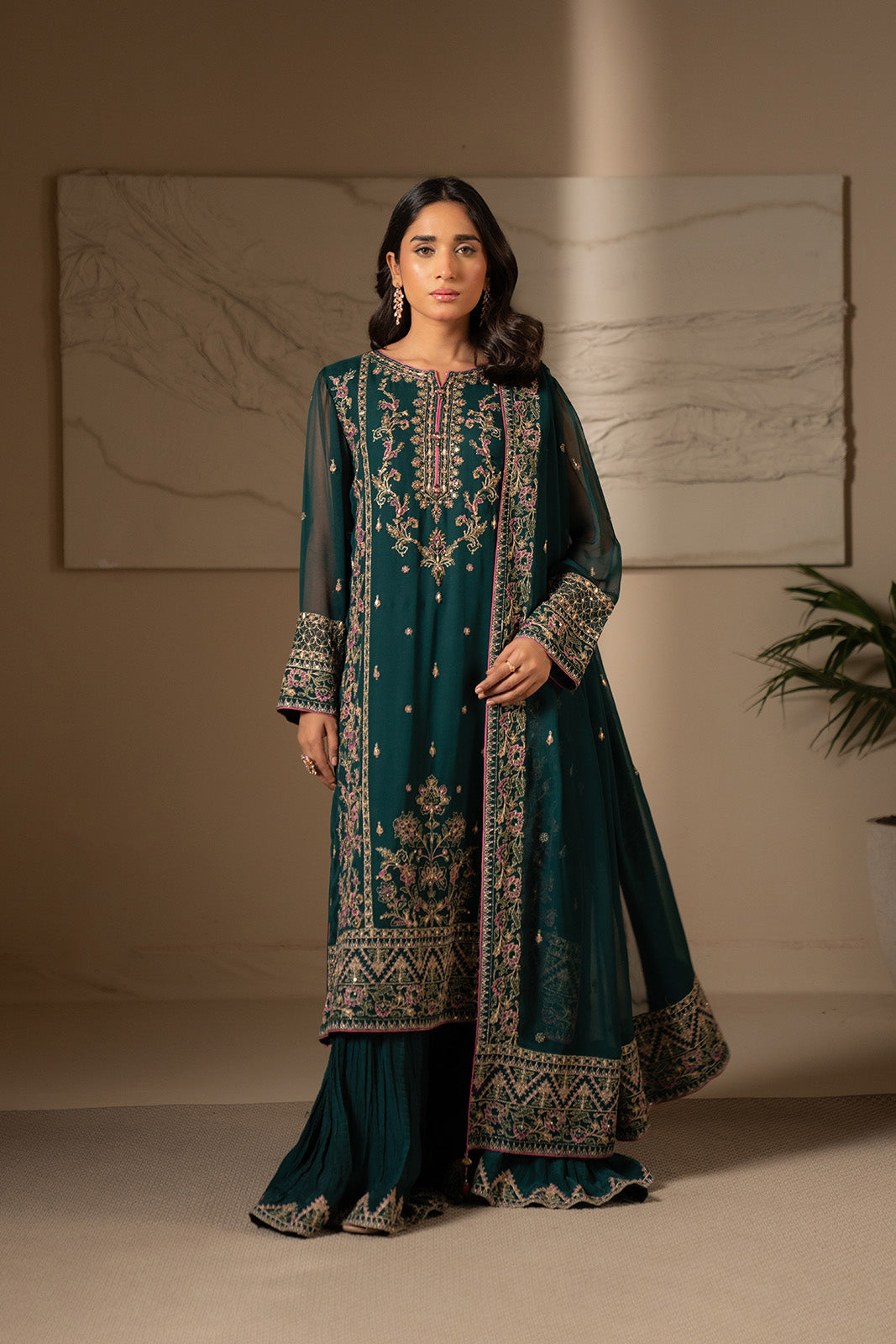 3 Piece Chiffon Embroidered Suit (UF0017)
