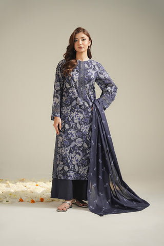 3 Piece Printed Lawn Embroidered Unstitched Suit (UC0127)