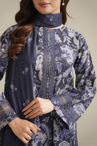 3 Piece Printed Lawn Embroidered Unstitched Suit (UC0127)
