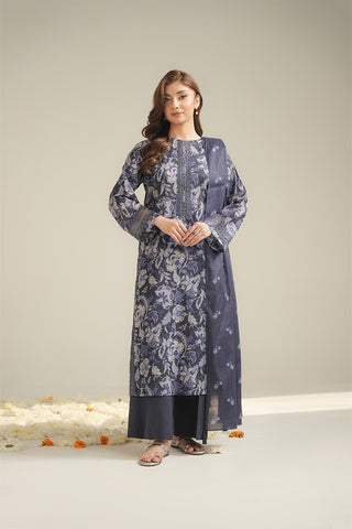 3 Piece Printed Lawn Embroidered Unstitched Suit (UC0127)