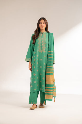 3 Piece Slub Khaddar Embroidered (CS0281)
