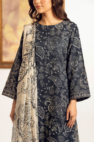 3 Piece Printed Slub Khaddar Embroidered Suit (UC0084)