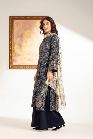 3 Piece Printed Slub Khaddar Embroidered Suit (UC0084)
