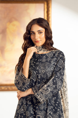 3 Piece Printed Slub Khaddar Embroidered Suit (UC0084)