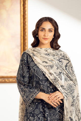 3 Piece Printed Slub Khaddar Embroidered Suit (UC0084)