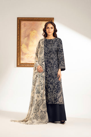 3 Piece Printed Slub Khaddar Embroidered Suit (UC0084)