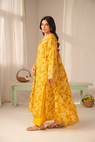 3 Piece Printed Lawn Embroidered Unstitched Suit (UC0131)