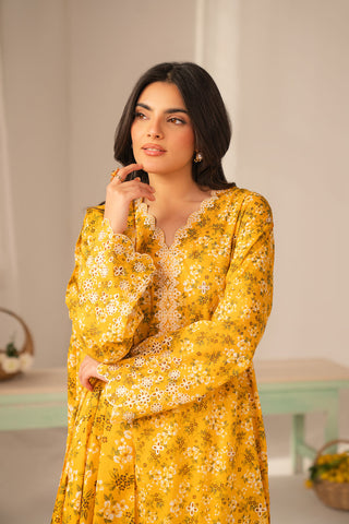 3 Piece Printed Lawn Embroidered Unstitched Suit (UC0131)