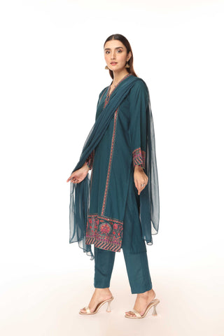 3 Piece Lawn Karandi Embroidered Suit (BA0067)
