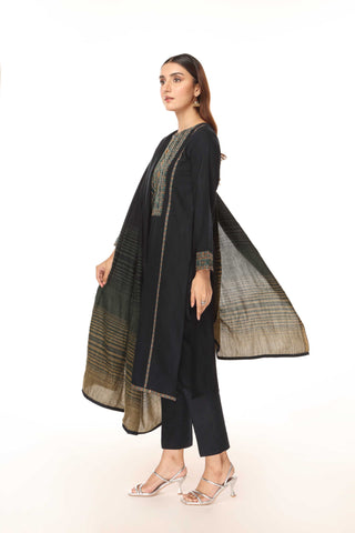 3 Piece Slub Khaddar Embroidered Suit (BA0075)
