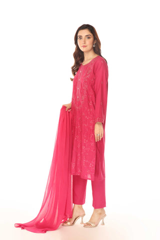 3 Piece Lawn Karandi Embroidered Suit (BA0094)