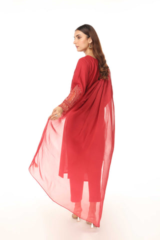 3 Piece Slub Khaddar Embroidered Suit (BA0096)