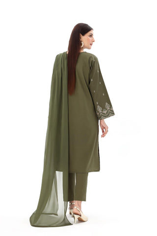 3 Piece Slub Khaddar Embroidered Suit (BA0111)