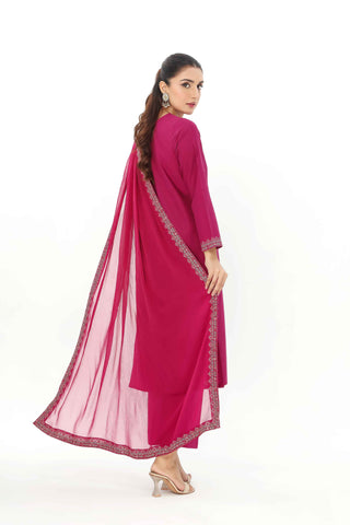 3 Piece Slub Khaddar Embroidered Suit (BA0114)