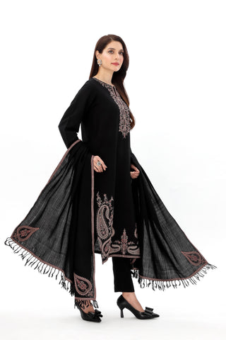 3 Piece Cotton Karandi Embroidered Suit (BA0131)