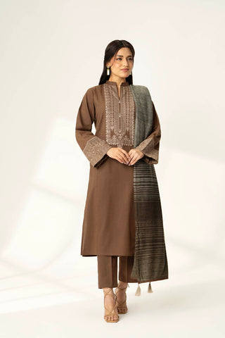 3 Piece Slub Khaddar Embroidered Suit (BA0161)