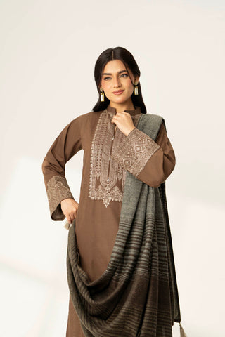 3 Piece Slub Khaddar Embroidered Suit (BA0161)