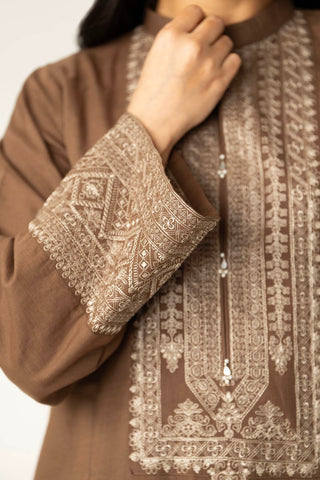 3 Piece Slub Khaddar Embroidered Suit (BA0161)