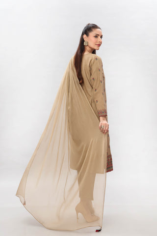 3 Piece Cotton Karandi Embroidered Suit  (BB9739)