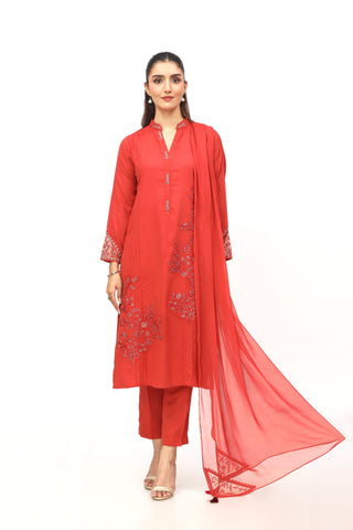 3 Piece Lawn Karandi Embroidered Suit  (BB9928)
