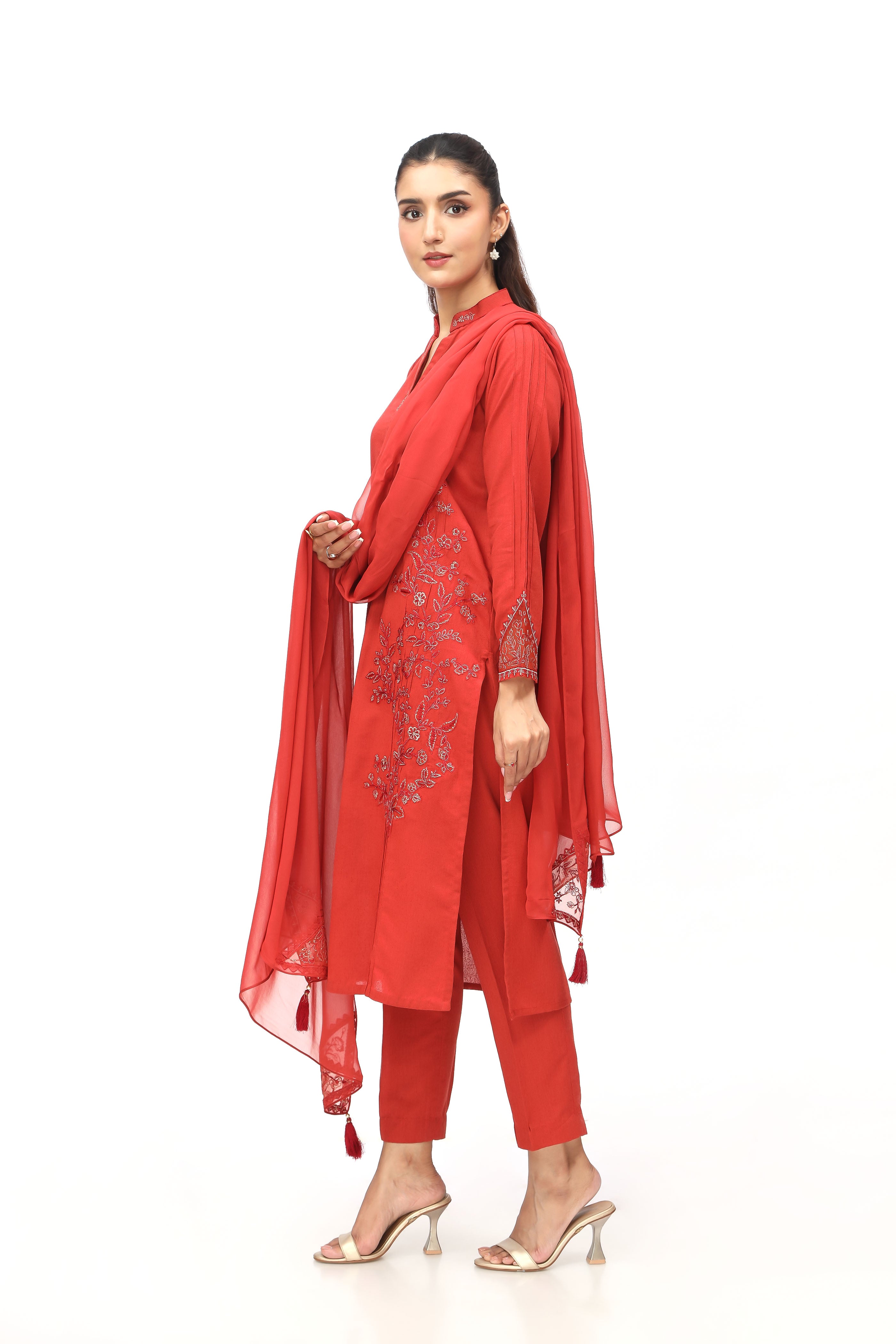 3 Piece Lawn Karandi Embroidered Suit  (BB9928)
