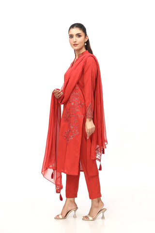 3 Piece Lawn Karandi Embroidered Suit  (BB9928)