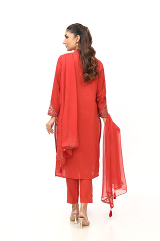 3 Piece Lawn Karandi Embroidered Suit  (BB9928)