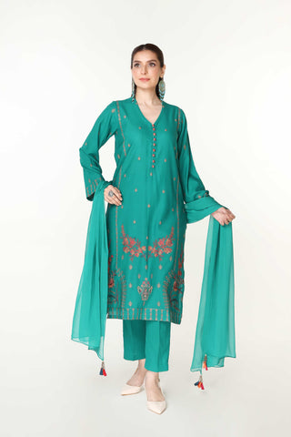 3 Piece Lawn Karandi Embroidered Suit  (BB9933)