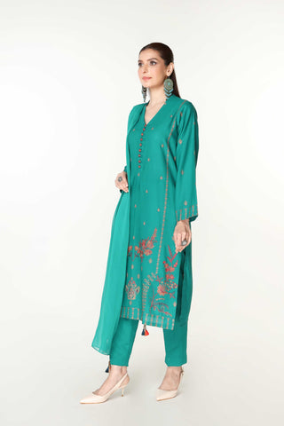 3 Piece Lawn Karandi Embroidered Suit  (BB9933)