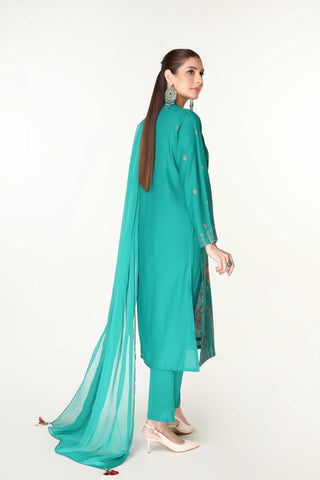 3 Piece Lawn Karandi Embroidered Suit  (BB9933)