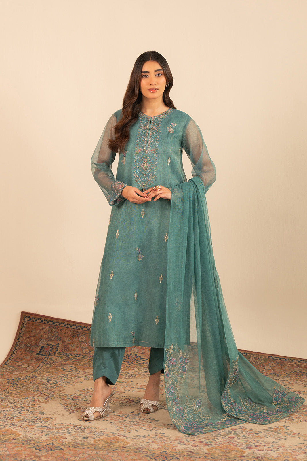 3 Piece Net Embroidered (FL0020)