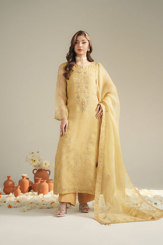 3 Piece Organza Embroidered Unstitched Suit (UF0042)