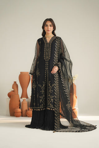 3 Piece Organza Embroidered Unstitched Suit (UF0029)