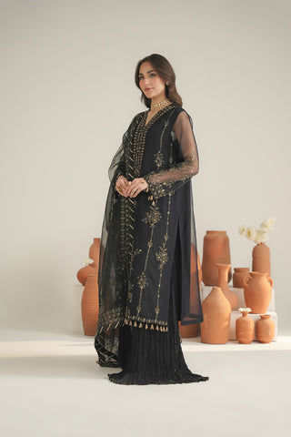 3 Piece Organza Embroidered Unstitched Suit (UF0029)