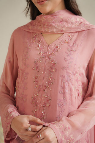 3 Piece Chiffon Embroidered Unstitched Suit (UF0040)