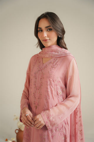 3 Piece Chiffon Embroidered Unstitched Suit (UF0040)