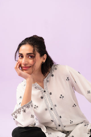 1 Piece Linen Viscose Embroidered Shirt (CF0133)