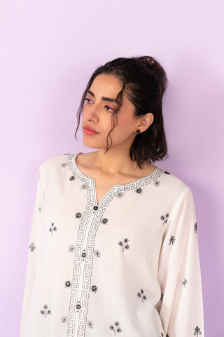 1 Piece Linen Viscose Embroidered Shirt (CF0133)