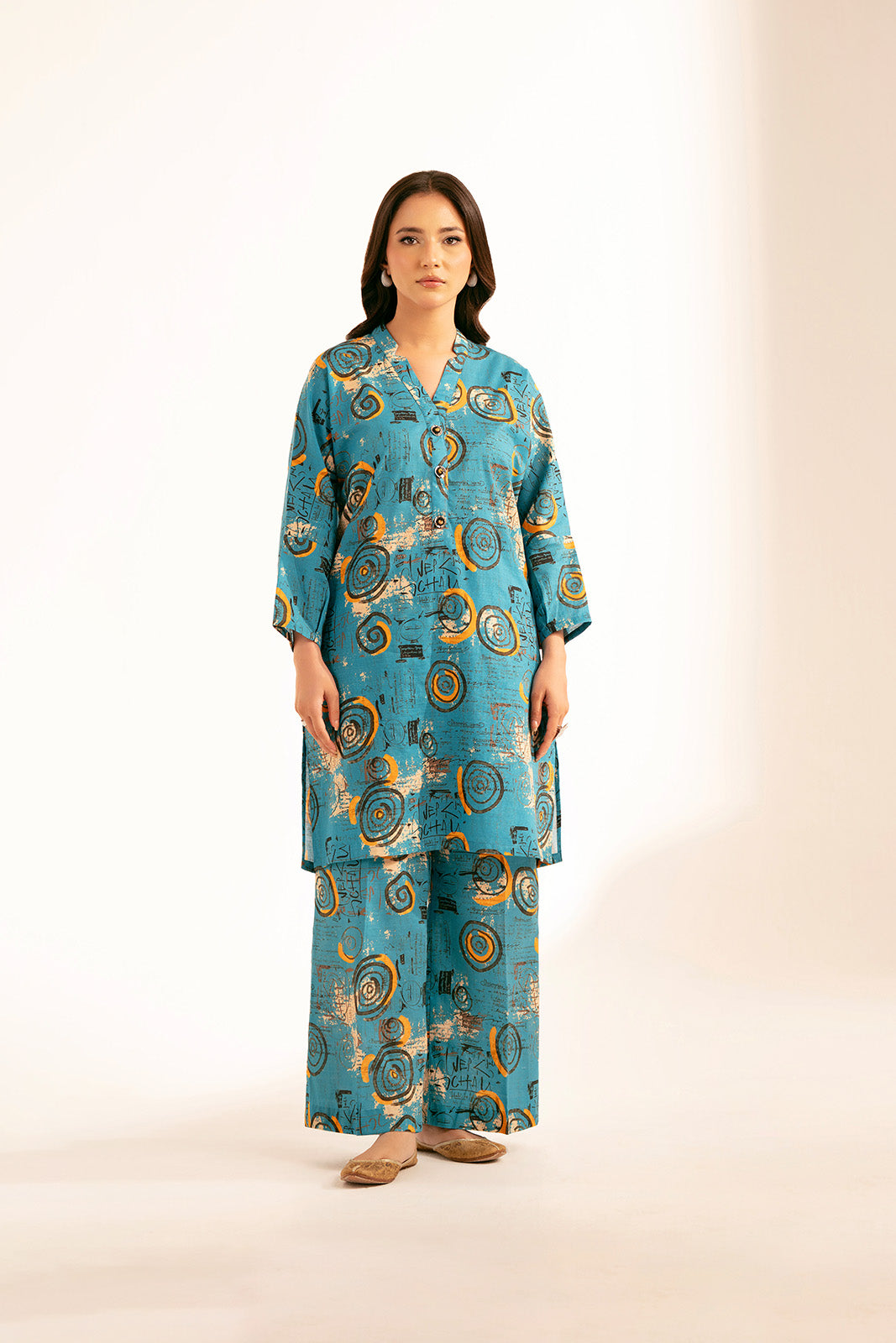 2 Piece Printed Slub Khaddar Printed (CF0169)