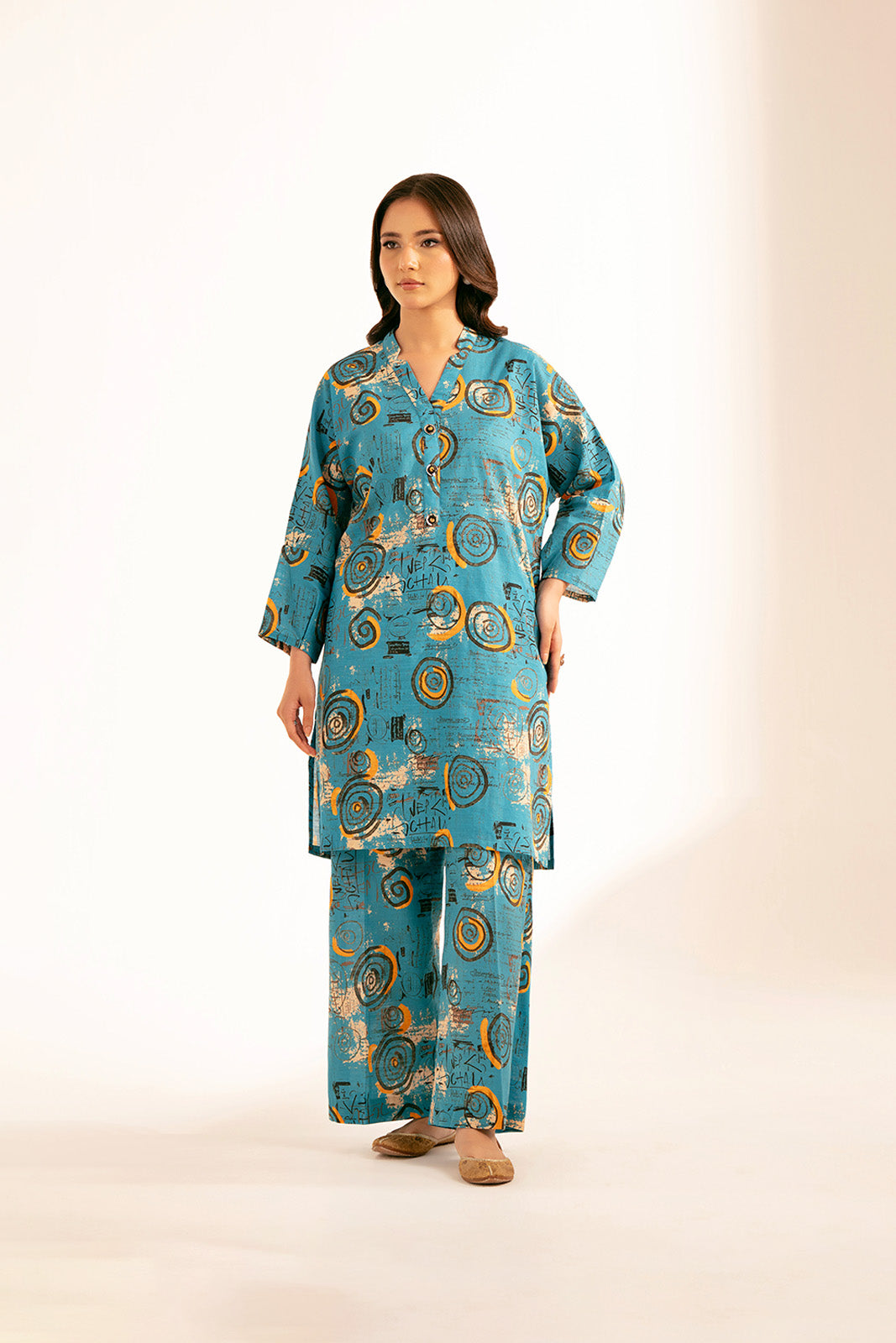 2 Piece Printed Slub Khaddar Printed (CF0169)