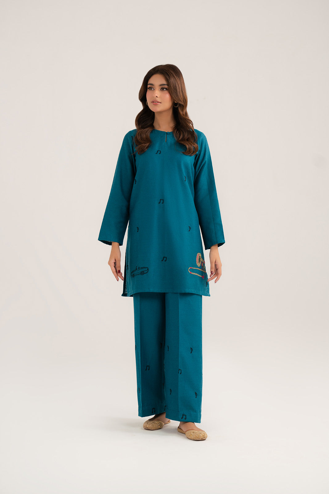 2 Piece Cotton Karandi Embroidered Suit (CF0180)